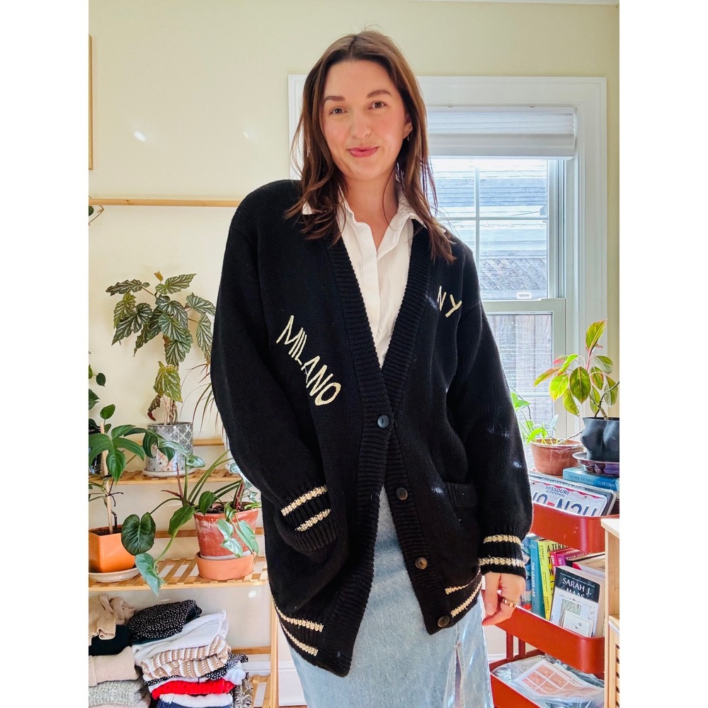 Vintage Varsity Cardigan Oversized NYC Milano Paris Roma‎ London